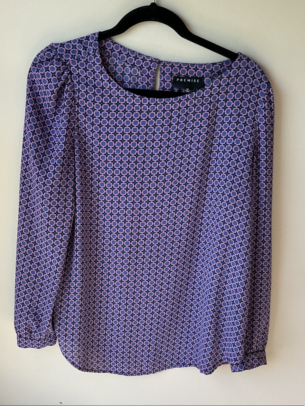 Premise Purple Geo-Print Long Sleeve Blouse